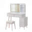 Bureau de coiffeuse avec lumières DEL et miroir, ensemble de coiffeuse 4 tiroirs avec tabouret, luminosité réglable en 3 couleurs, peu encombrant pour la chambre à coucher-1498986074