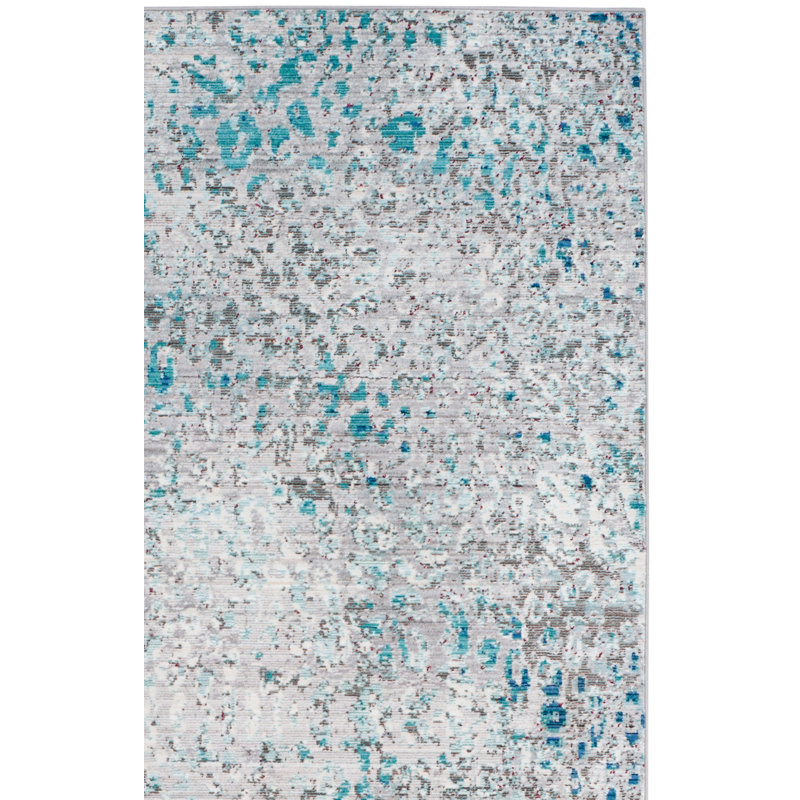Tapis gris / bleu clair Aubryana, Tapis de couloir 2 pi 3 po x 8 pi