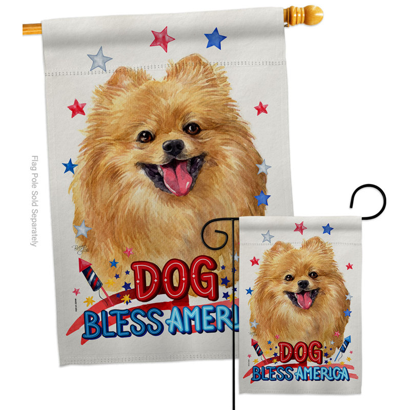 Drapeau de jardin patriotique en polyester Poméranien à 2 faces, H 40 po x l 28 po