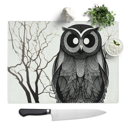 Hopeful Owl  Glass Chopping Board