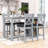Devra 5-Piece Dining Set, Counter Height Wooden Table with 3-Tier Storage and Upholstered Chairs-1270613528