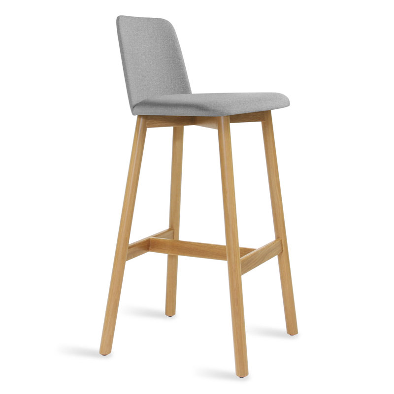 Chip Stool, Walnut, Bar Stool (31" Seat Height), Toohey Olive Plainweave