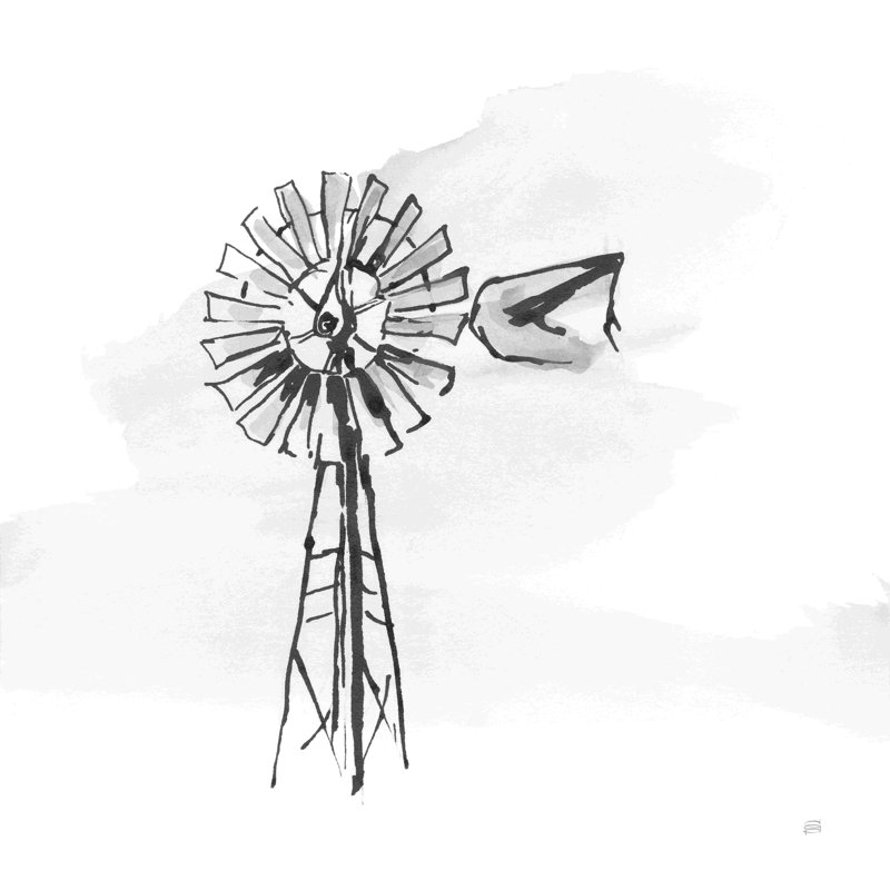 " Windmill V BW " by Chris Paschke, 12" H x 12" W, Wrapped Canvas