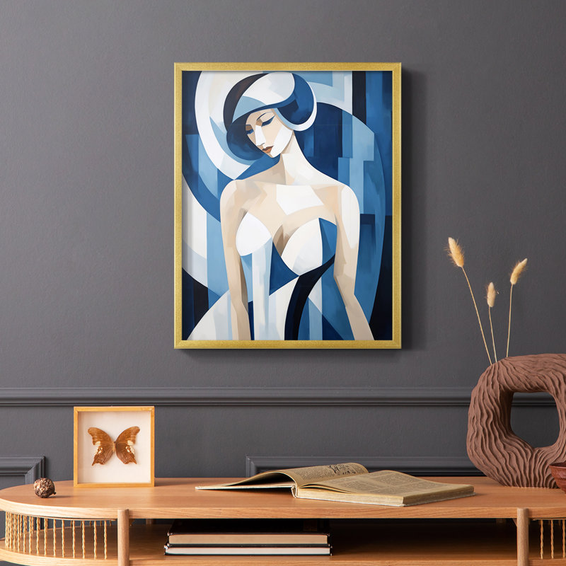 WOMEN Series XXX III - reproduction encadrée de qualité supérieure - prête à être accrochée - aucun clou requis, Or