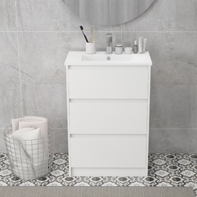 Lizy 610mm Single Bathroom Vanity with Drop In Ceramic Basin
