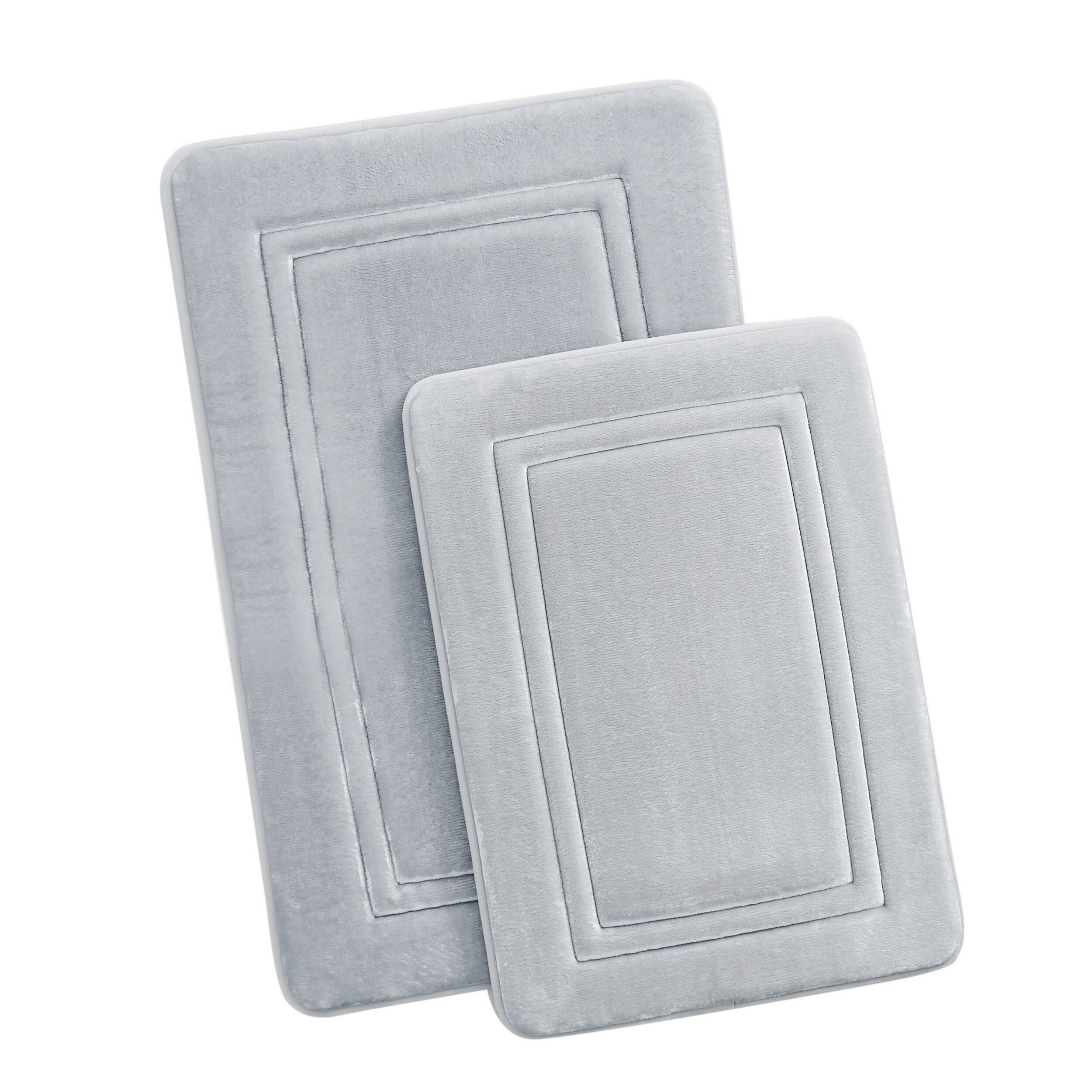 Flannel Bathroom Quick Dry Rugs Memory Foam Grey Plush Bath Mat