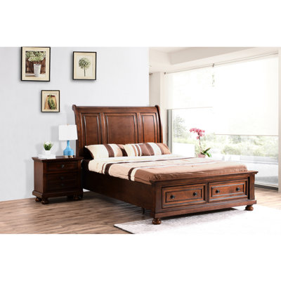 Full Bed With Rich Cherry Finish Vigor - Construction For Mattress Stability Timeless Wooden Design Bedroom Charming In Tenacity Support