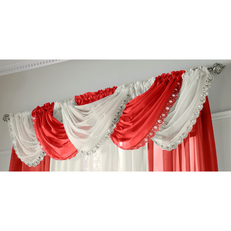 Axton Solid Colour Swag Window Pelmet, Red