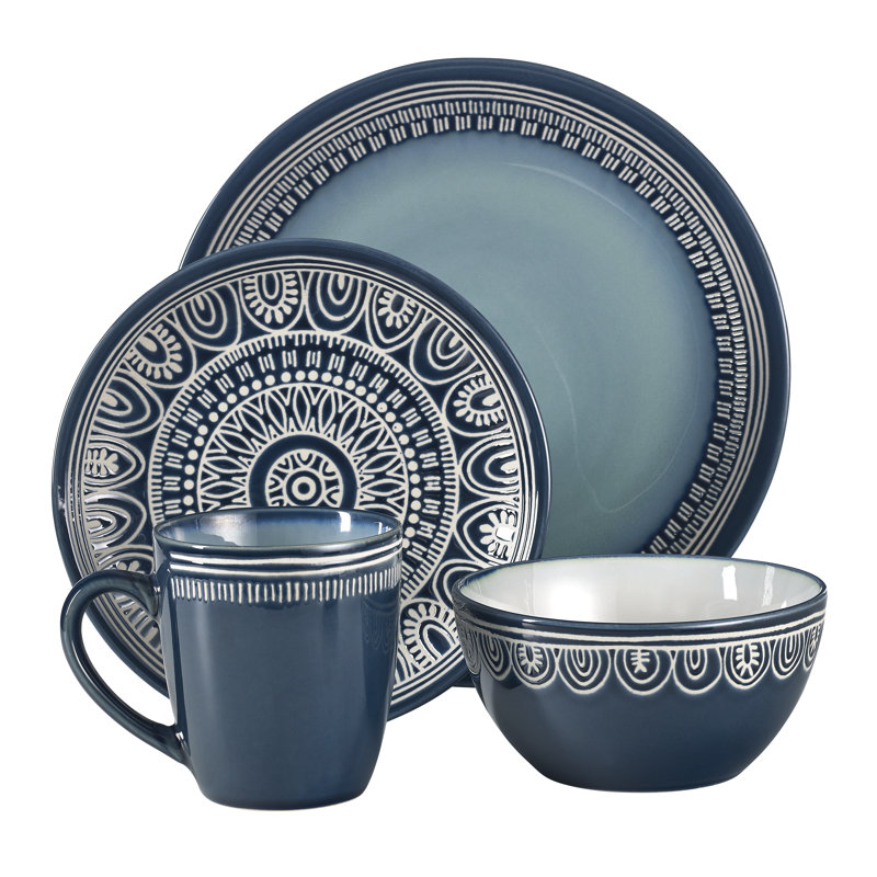 Service de table 16 pièces, service pour 4 Medallion, Bleu sarcelle