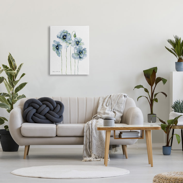 Modern Blue and Green Abstract Floral Canvas Wall Art, 24 x 30