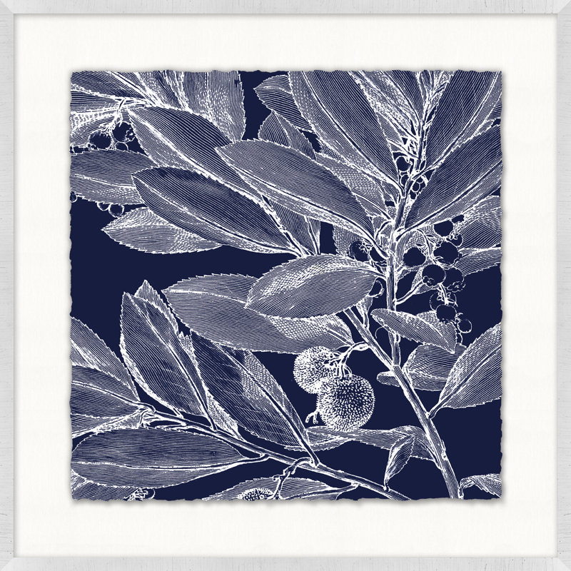 Transitional Leaf Composition On Navy 2 Print