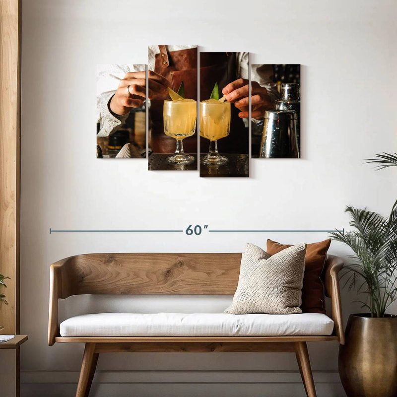 Barman Making Cocktails, H 27 po x l 43 po