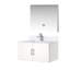 Meuble-lavabo blanc lustré l 36 po x P 22 po avec comptoir en marbre, robinet et miroir Armoire de salle de bain 22 po blanche-883550439