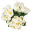 Arrangement floral de tulipes dans un vase - 24 fleurs artificielles crème avec des feuilles dans un bol carré en verre transparent décoratif et de l'eau artificielle pour la décoration-25619215
