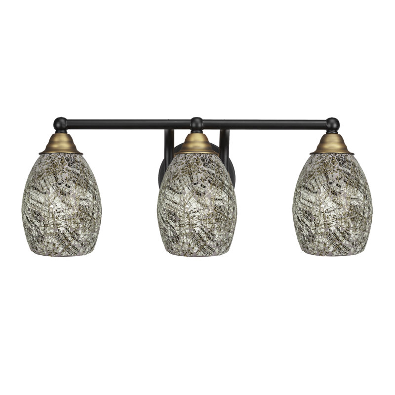 Barre d'éclairage de salle de bain 3 lumières Michell, Naturel, Noir mat / laiton