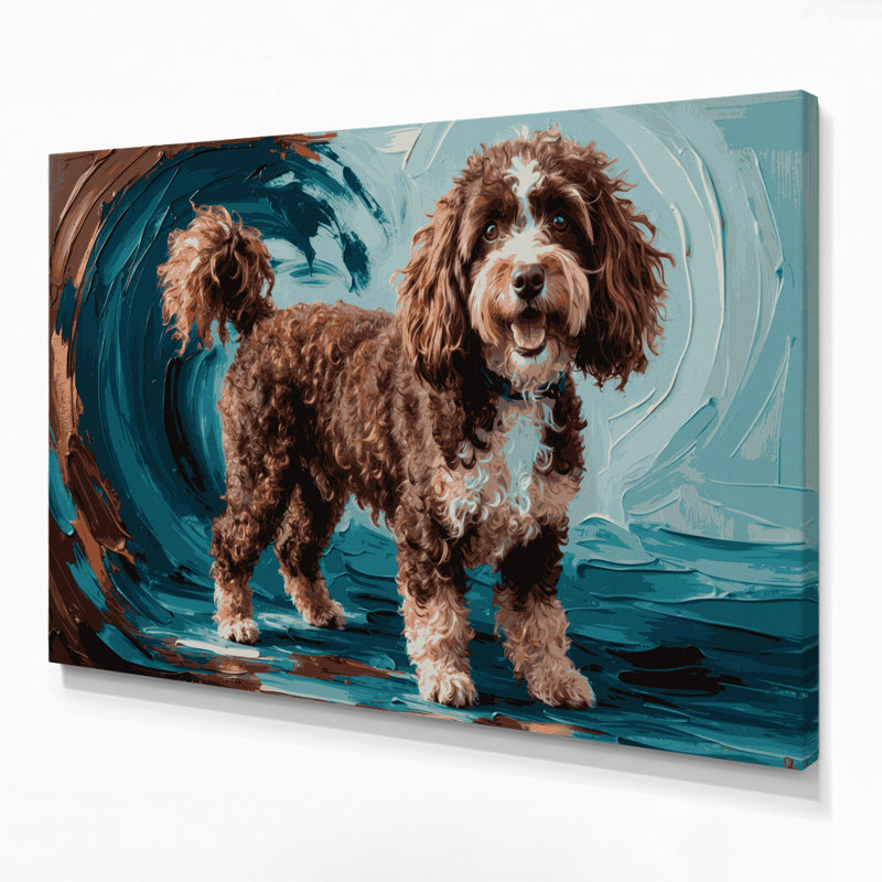 «Dogs Barbet», art mural sur toile noire, H 11 po x l 14 po