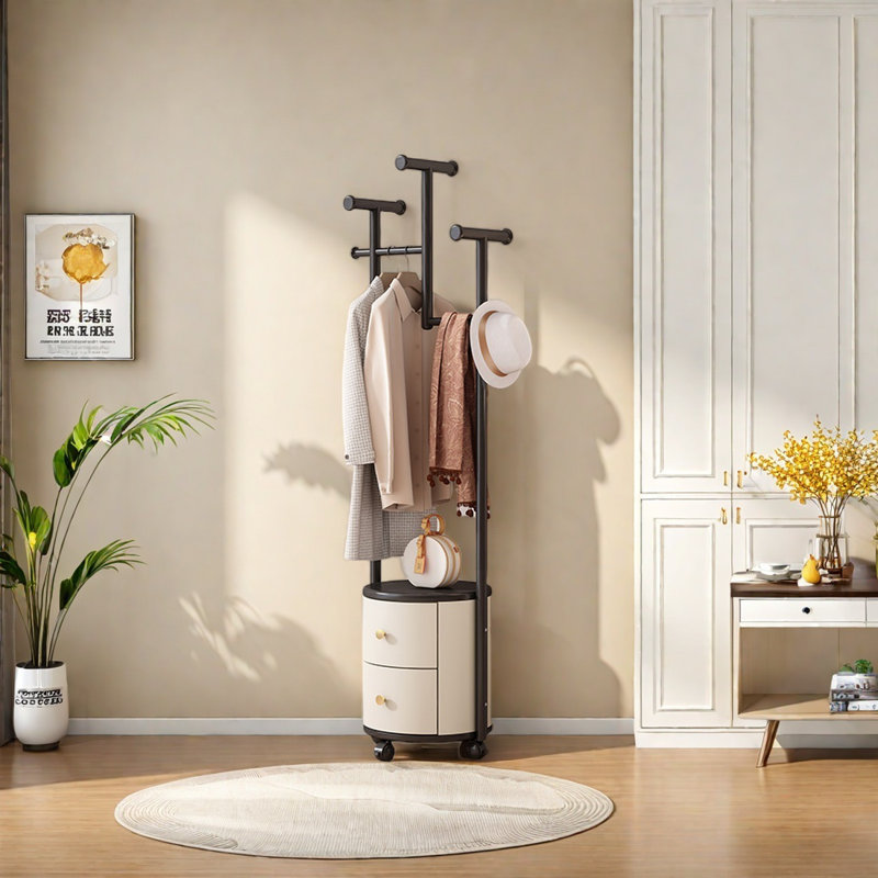 Versatile Closet with Drawers & Shoe Bench, Black