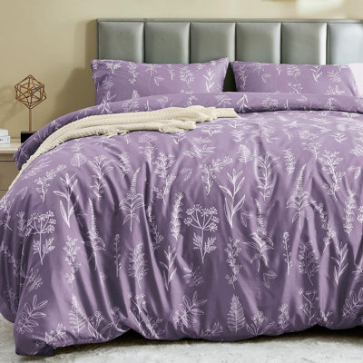 Ensemble de housse de couette réversible à motif floral Queen 3 pièces, literie en microfibre douce 90" x 90"