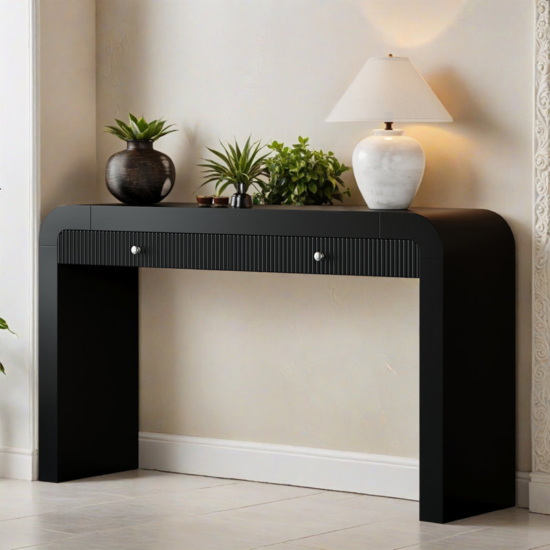 54.32" Solid Wood Entryway Table, Console Table with 2 Drawers, Multi-Functional Sofa Table Suitable for Living Room, Hallway