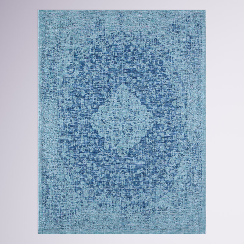 Susanne Oriental Blue Indoor/Outdoor Area Rug, Rectangle 8' x 10'