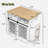 Modern Mobile Kitchen Island With A Drawer, A Cabinet With Sliding Doors, An Open Shelf, And Side Shelves And Drop Leaf