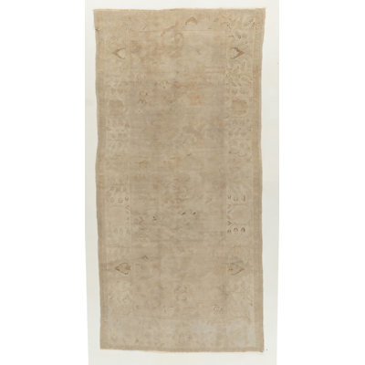 One-of-a-Kind 3'8" X 9'2" 1940s Runner Wool Area Rug in Beige