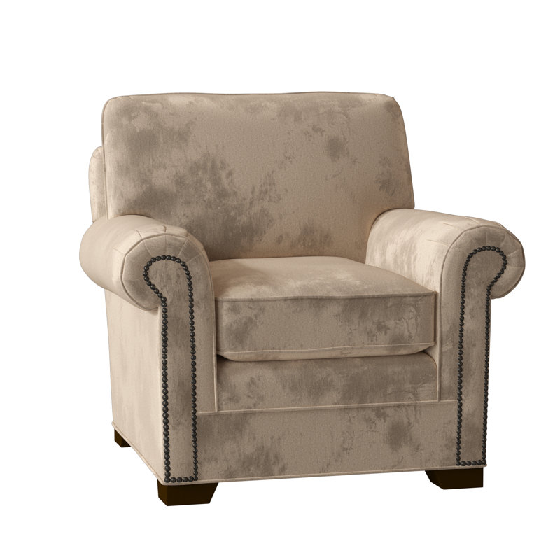 Fauteuil de 41 po de large Adrena, Non, Velours performance brun clair tweeter 7, Laiton foncé