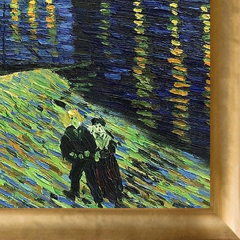 «Starry Night Over the Rhone» par Vincent Van Gogh - peinture sur toile encadrée, 24" X 24", Or Luminoso