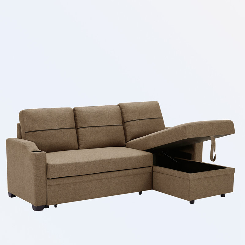 Canapé modulaire 2 pièces Kazuma, Mélange de lin brun