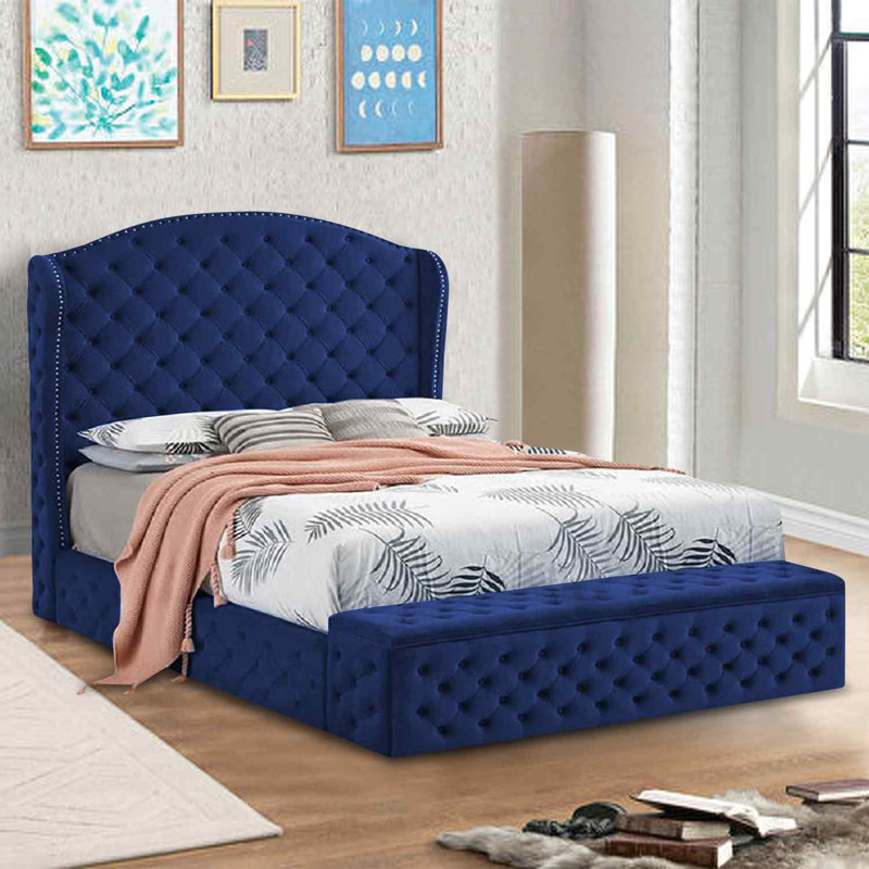 Upholstered Bed, Small Double (4'), Blue