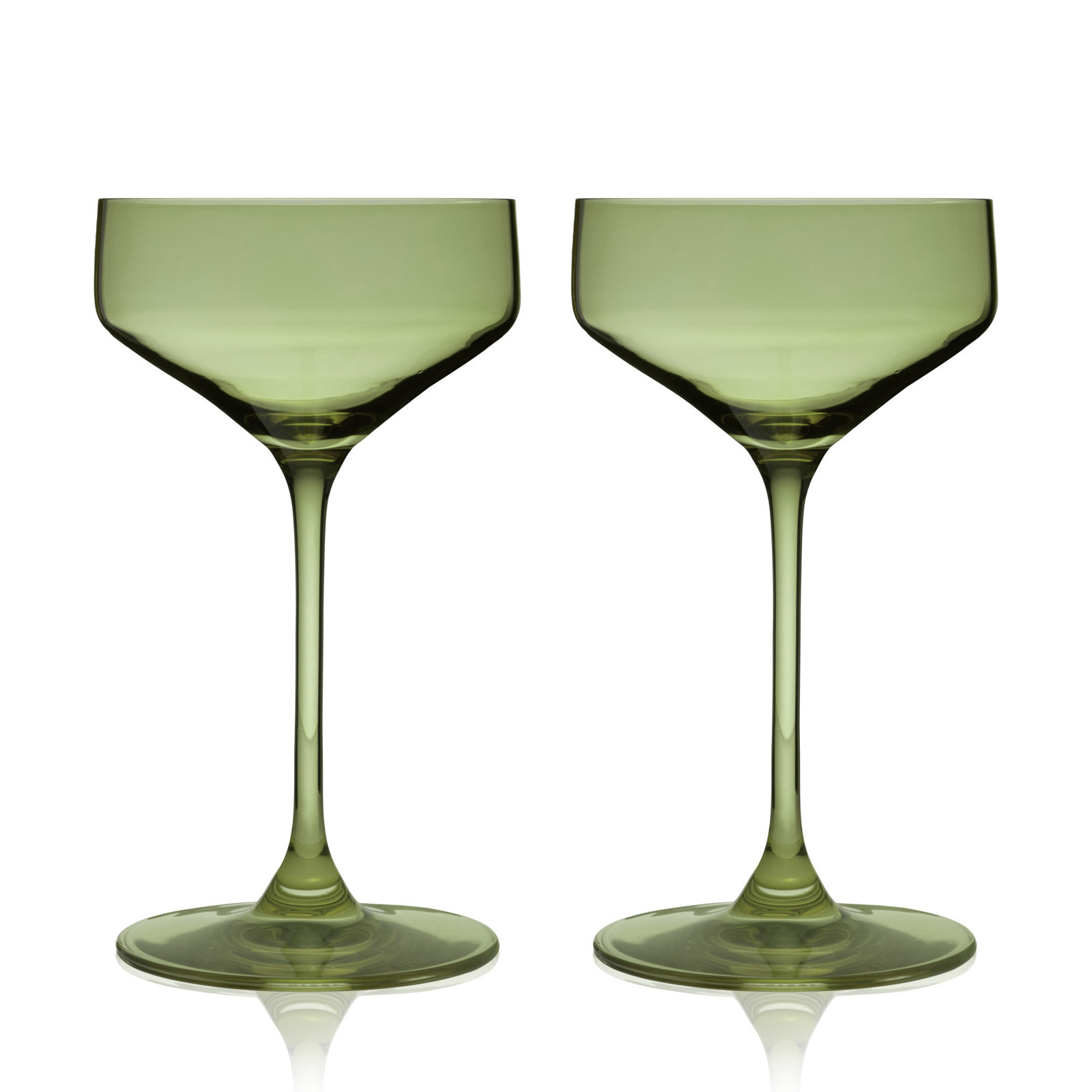 Reserve Nouveau Crystal Coupe Glasses, Green