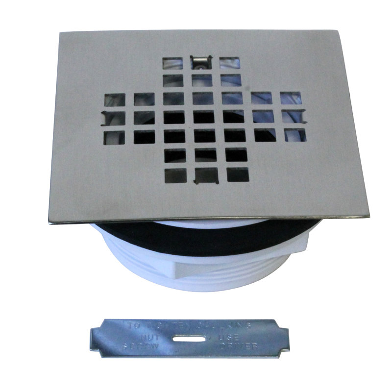 Couvercle de drain de douche carré 4-1 / 4 "avec tuyau de drainage en PVC 2" 40 ", Nickel satiné