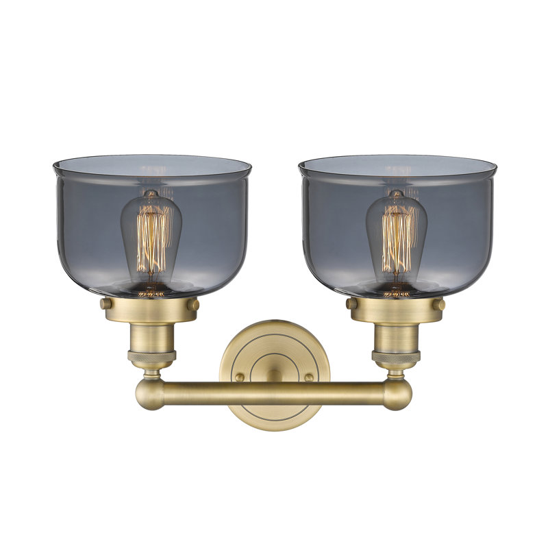 Éclairage pour meuble-lavabo à 2 lumières à intensité variable Arlester, Plaqué couleur fumée, Laiton brossé