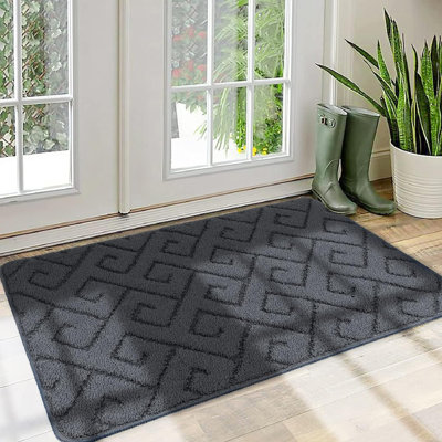 Walensee Grey Indoor Doormat 36"x59", Machine Washable Entryway Rug, Non-slip Absorbent Dirt Trapper Low Profile Shoe Scraper Inside Floor Mat For Front Door Entrance