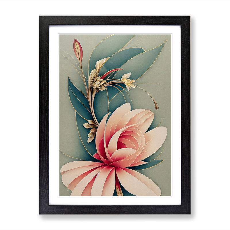 An Astonishing Flower - Single Picture Frame Painting, Black, 64cm H x 46cm W x 2cm D