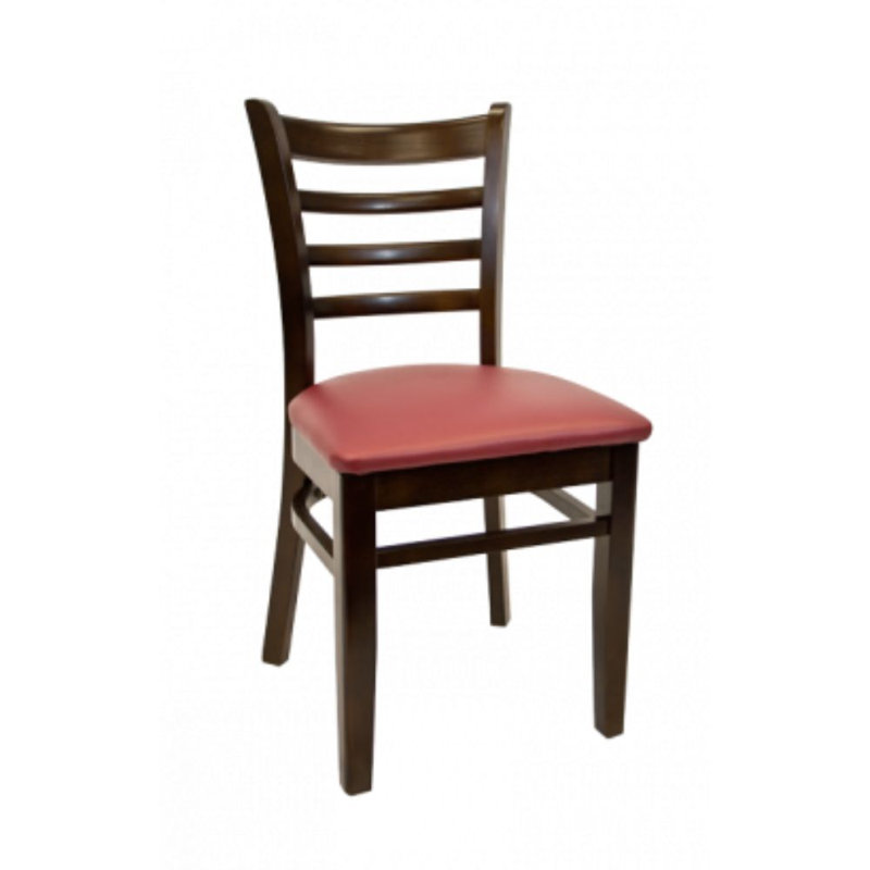 Ladder Back Side Chair, Burgundy, Walnut