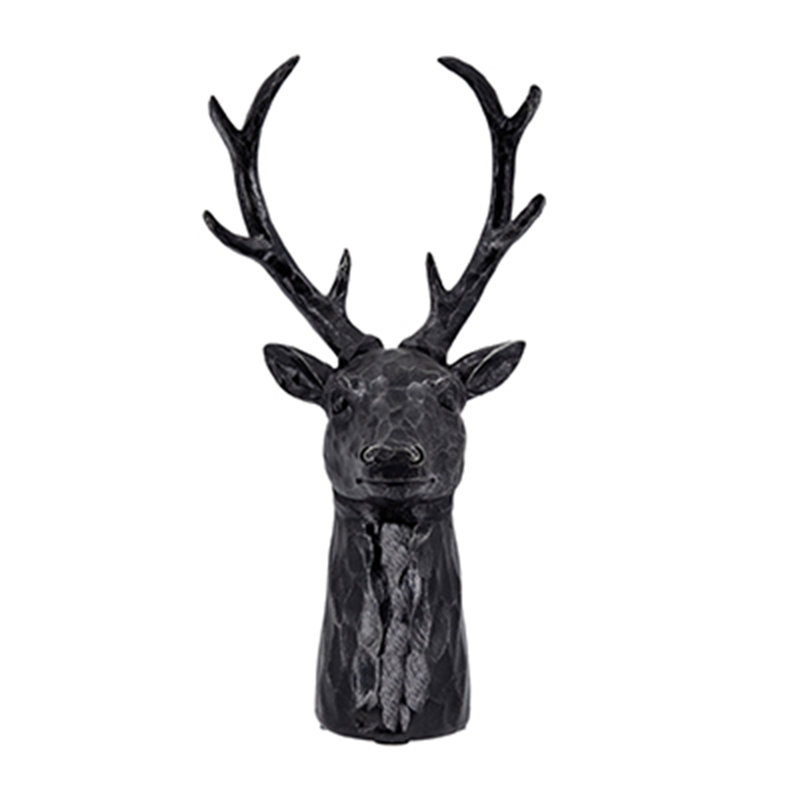 Darby 8-Point Deer Head Statue Decor, Black