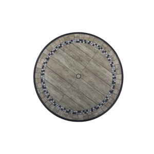mondawe 48" Patio Round Aluminum Tile-Top Dining Table with Umbrella ...