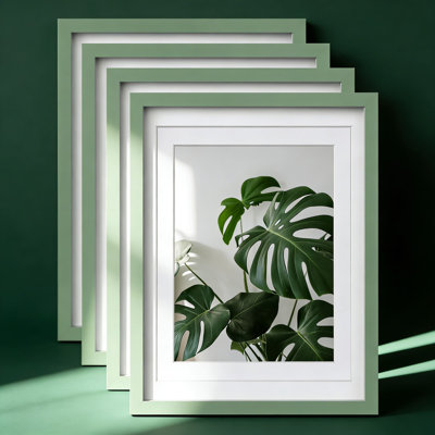 Solid Wood Picture Frames Set Of 4 With Plexiglass, 12X16 Inch Tabletop And Wall Mount Photo Frames For Displaying 9X12 Or 11X14 Pictures With Mat