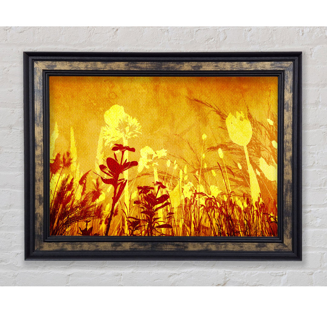 Golden Slash Flowers - Einzelner Bilderrahmen Kunstdrucke