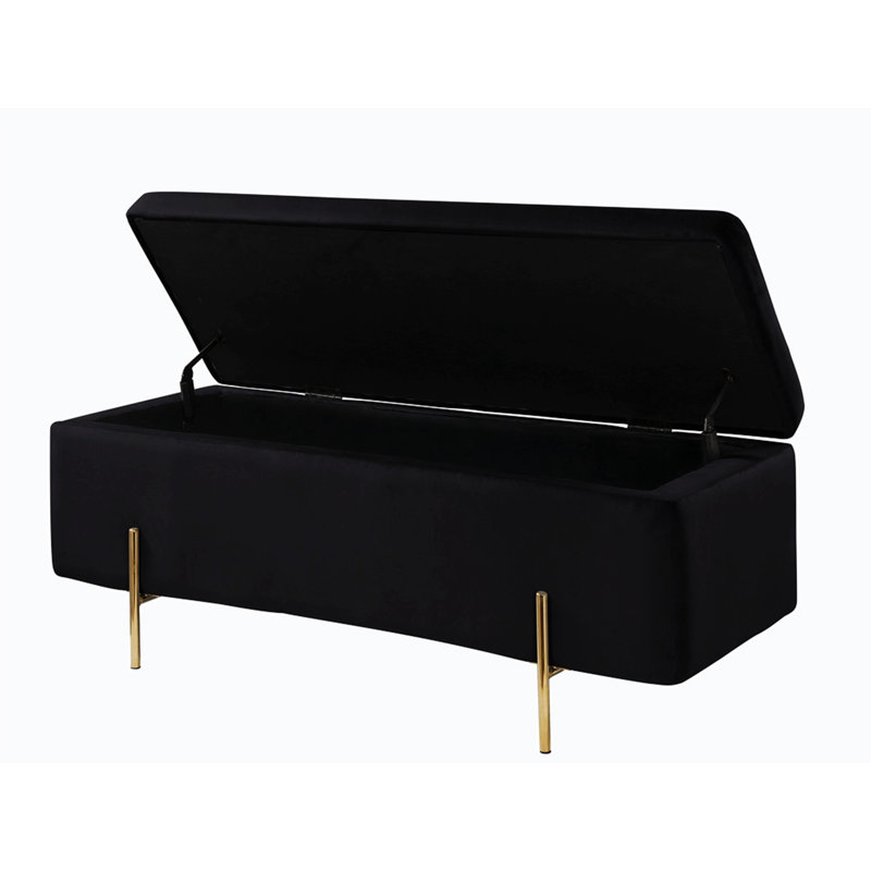 Banc de rangement à couvercle rabattable Mithra, Noir