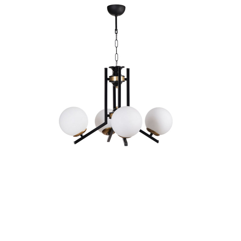 Lustre, Blanc/Noir, 4 étages, Quatre lumières