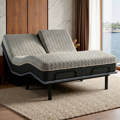 Matelas en mousse à mémoire de forme hybride en cuivre 12 pouces avec dessus divisé - Double confort pour des bases réglables, un soutien amélioré et un soulagement de la pression