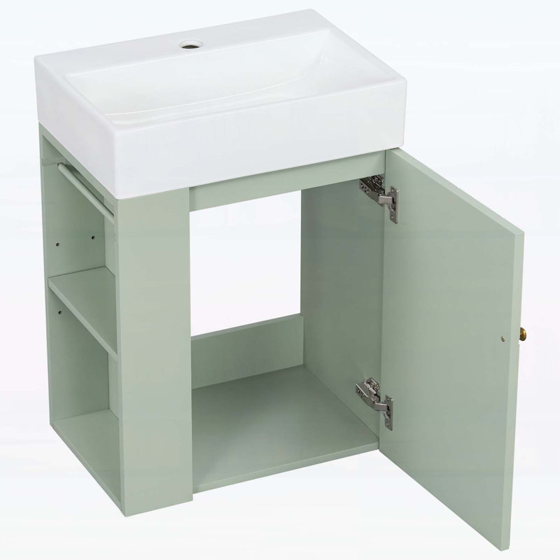 Meuble-lavabo 20 po avec lavabo en céramique, Vert