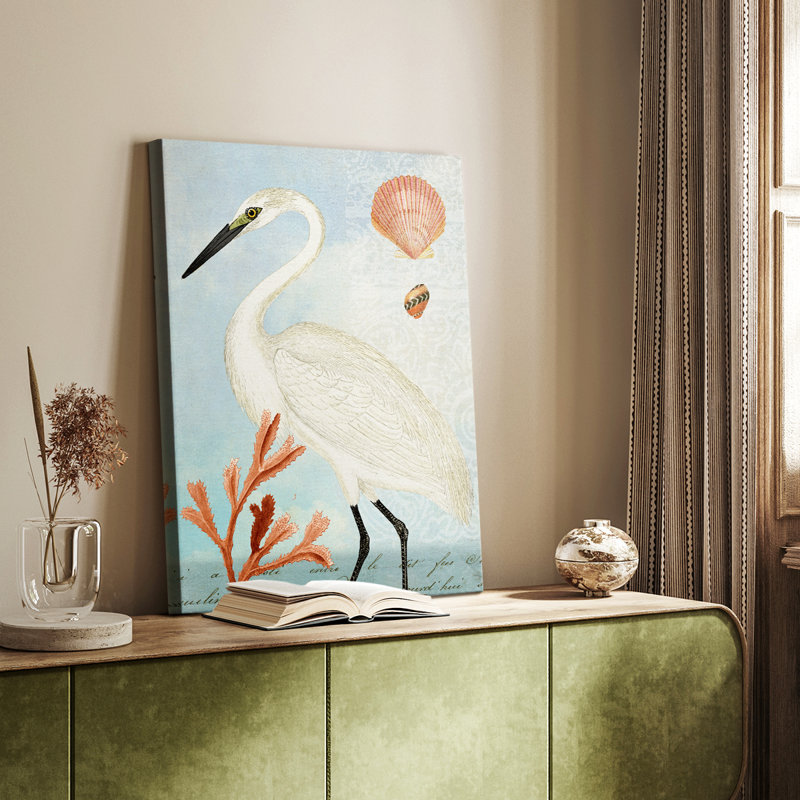Héron bleu - Cavas enveloppés de galerie, H 36 po x l 24 po