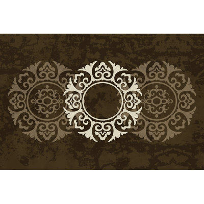 Brown Town Medallions - Wrapped Canvas Print