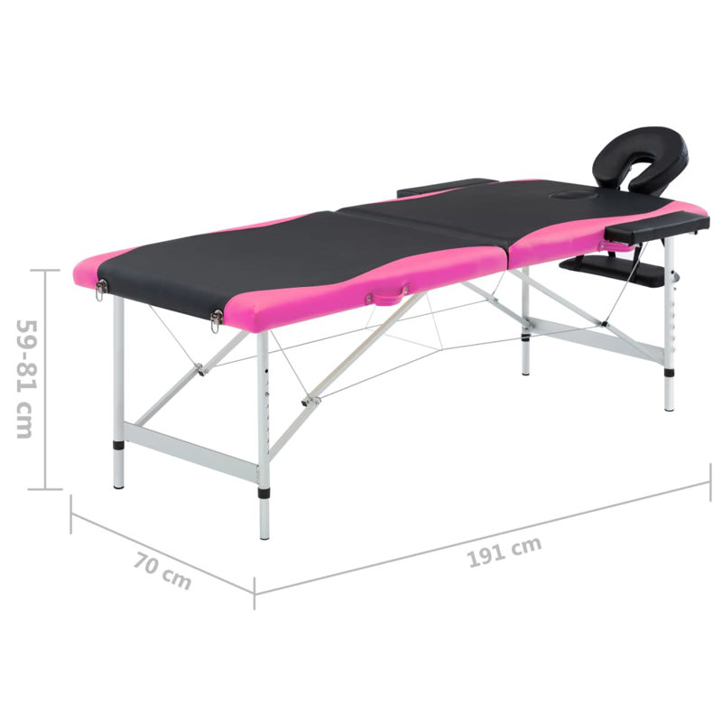 75.2'' Rectangular Adjustable Folding Table, Black/Pink