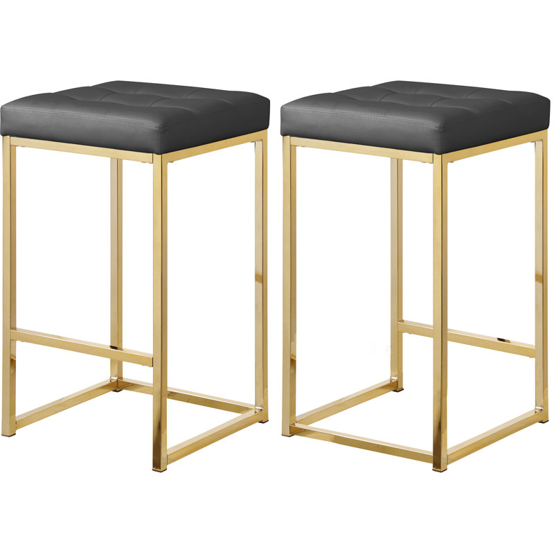 Tabouret de comptoir 26,5 po Nicola, Gris, Or