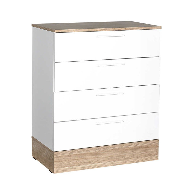 Commode moderne à 5 tiroirs 28,3 po x 34,6 po x 15,7 po | 100% panneau de particules enduit de mélamine, fixation murale | Design scandinave élégant, parfait pour les solutions de chambre à coucher et de rangement