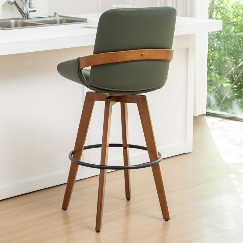 Swivel Upholstered Counter Stool, Green, Counter Stool (66.8cm Seat Height)